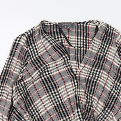 Primark Womens Multicoloured V-Neck Plaid Viscose Pullover Jumper Size 8