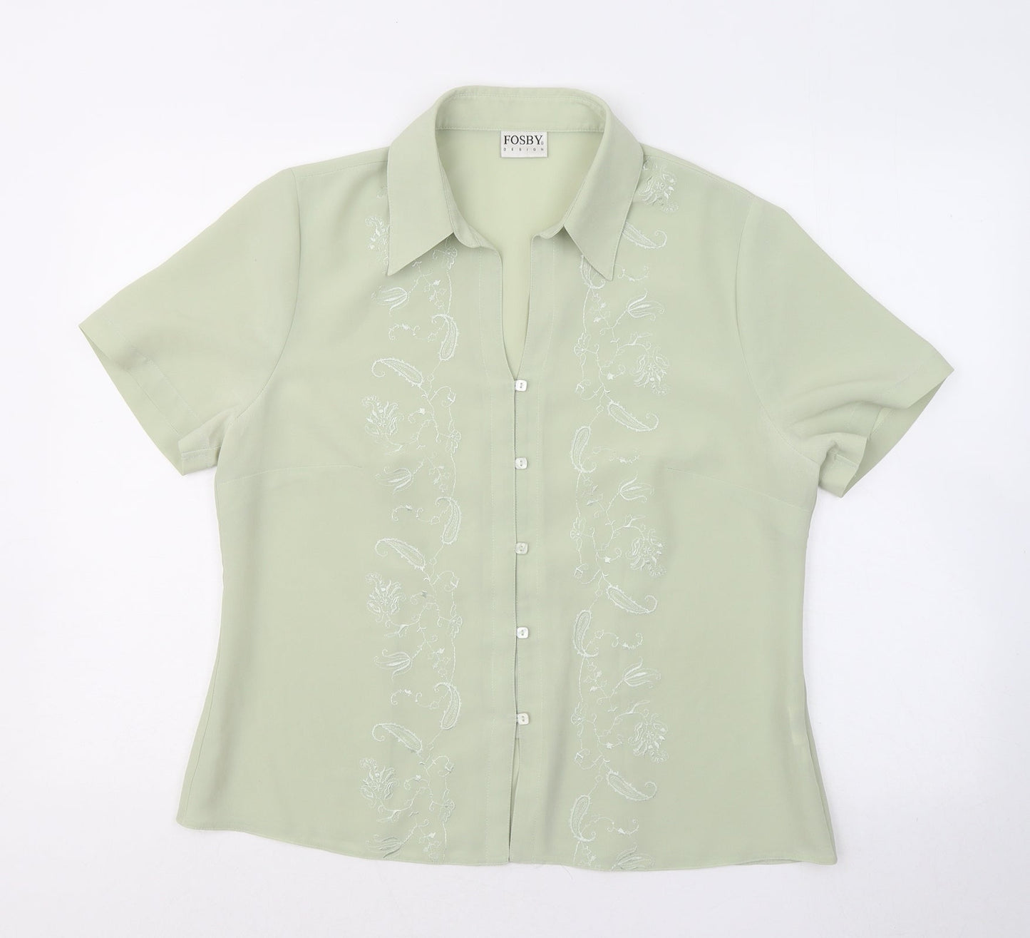 Womens UK Size 16 Fosby Green Basic Button-Up