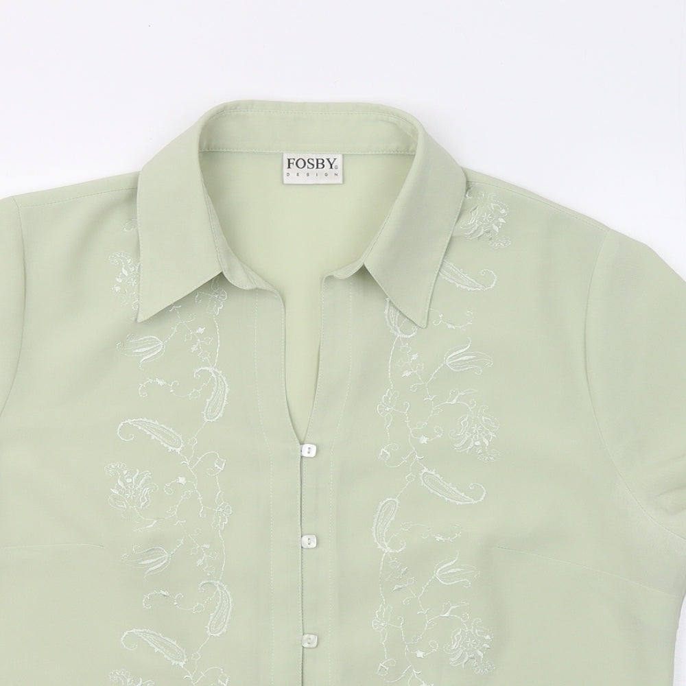 Womens UK Size 16 Fosby Green Basic Button-Up
