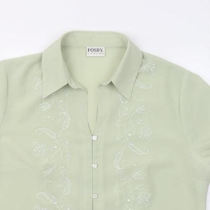 Womens UK Size 16 Fosby Green Basic Button-Up