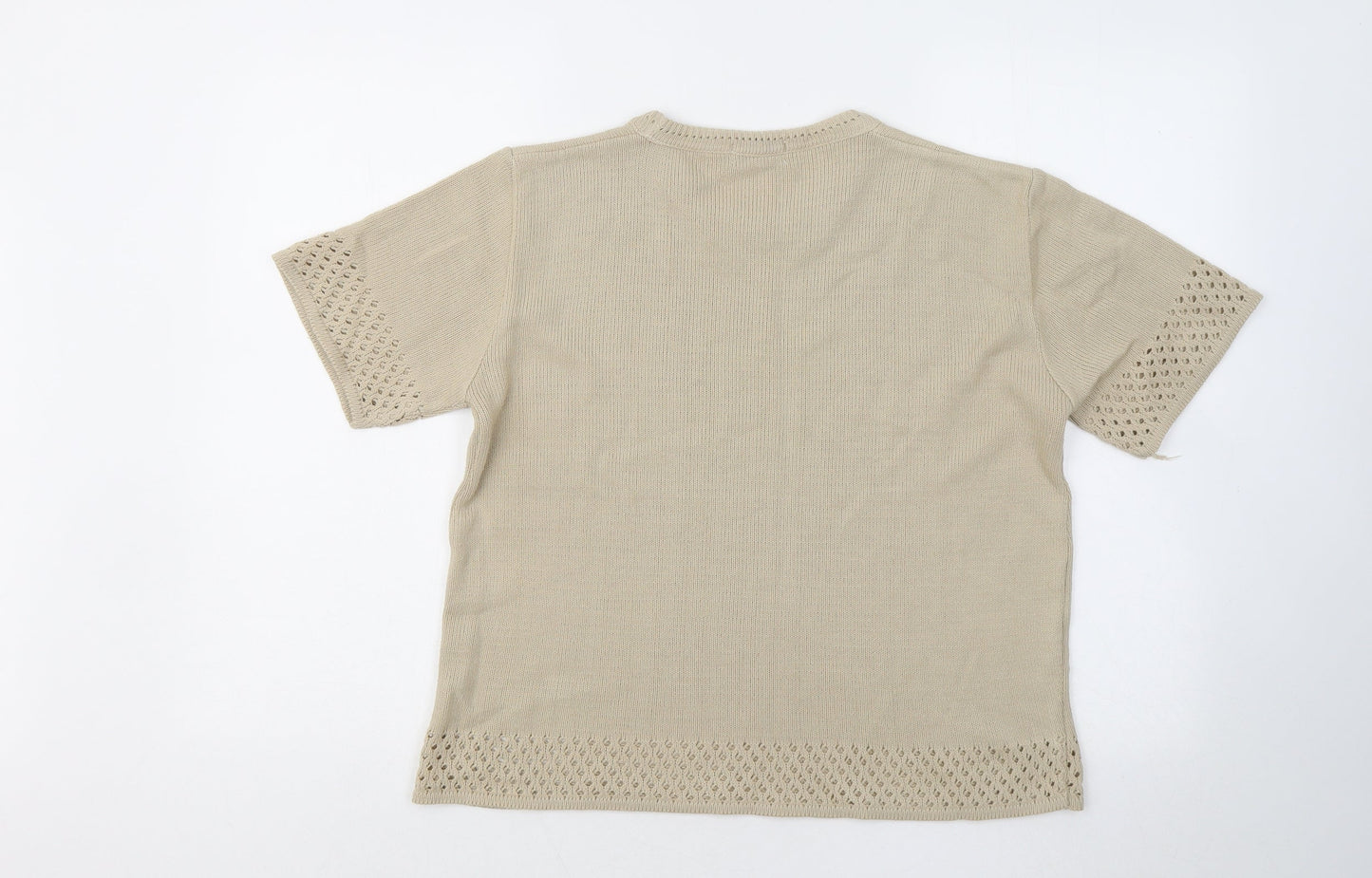 Lets Shop Shop Womens Beige Round Neck Acrylic Pullover Jumper Size M