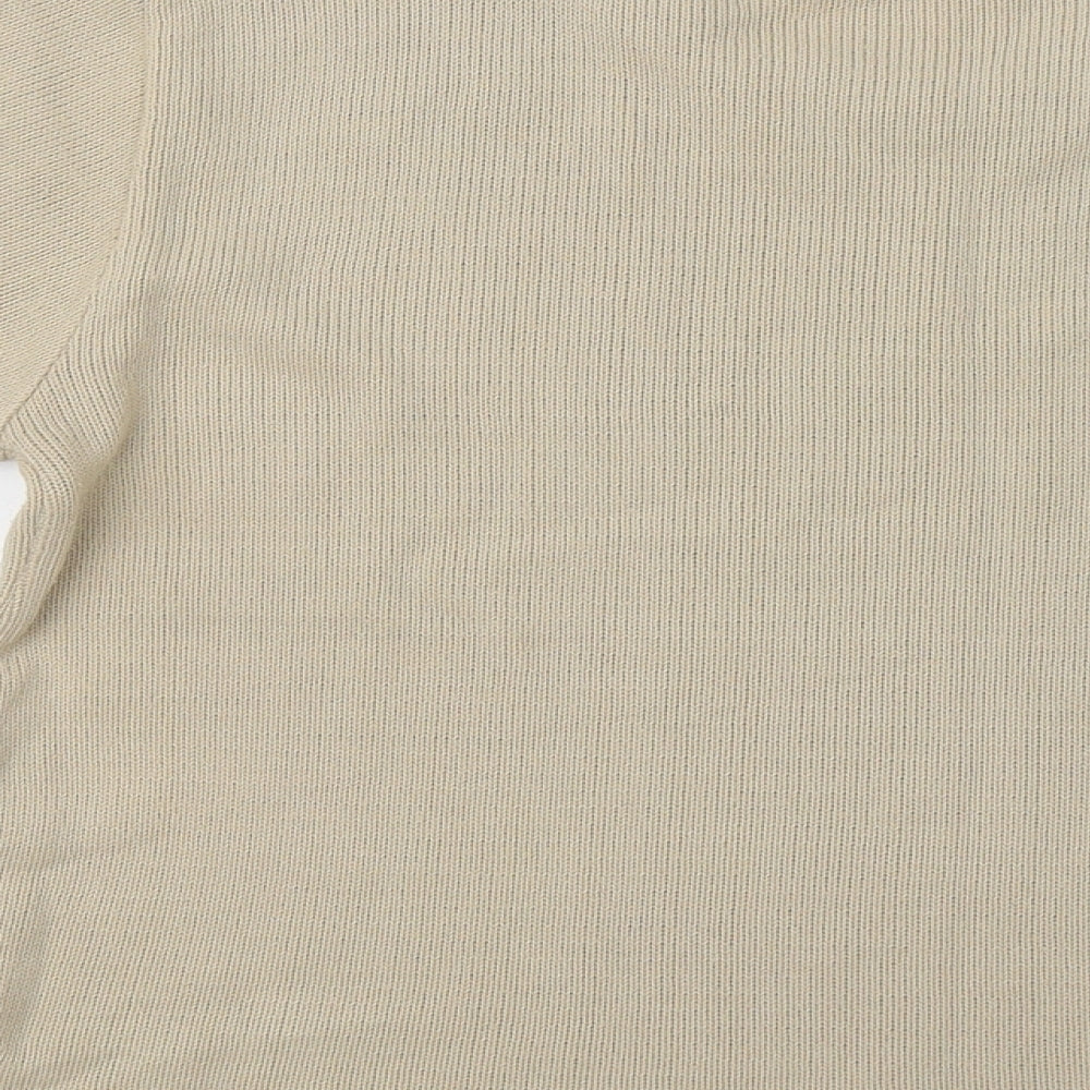 Lets Shop Shop Womens Beige Round Neck Acrylic Pullover Jumper Size M