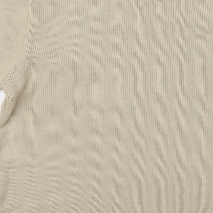 Lets Shop Shop Womens Beige Round Neck Acrylic Pullover Jumper Size M