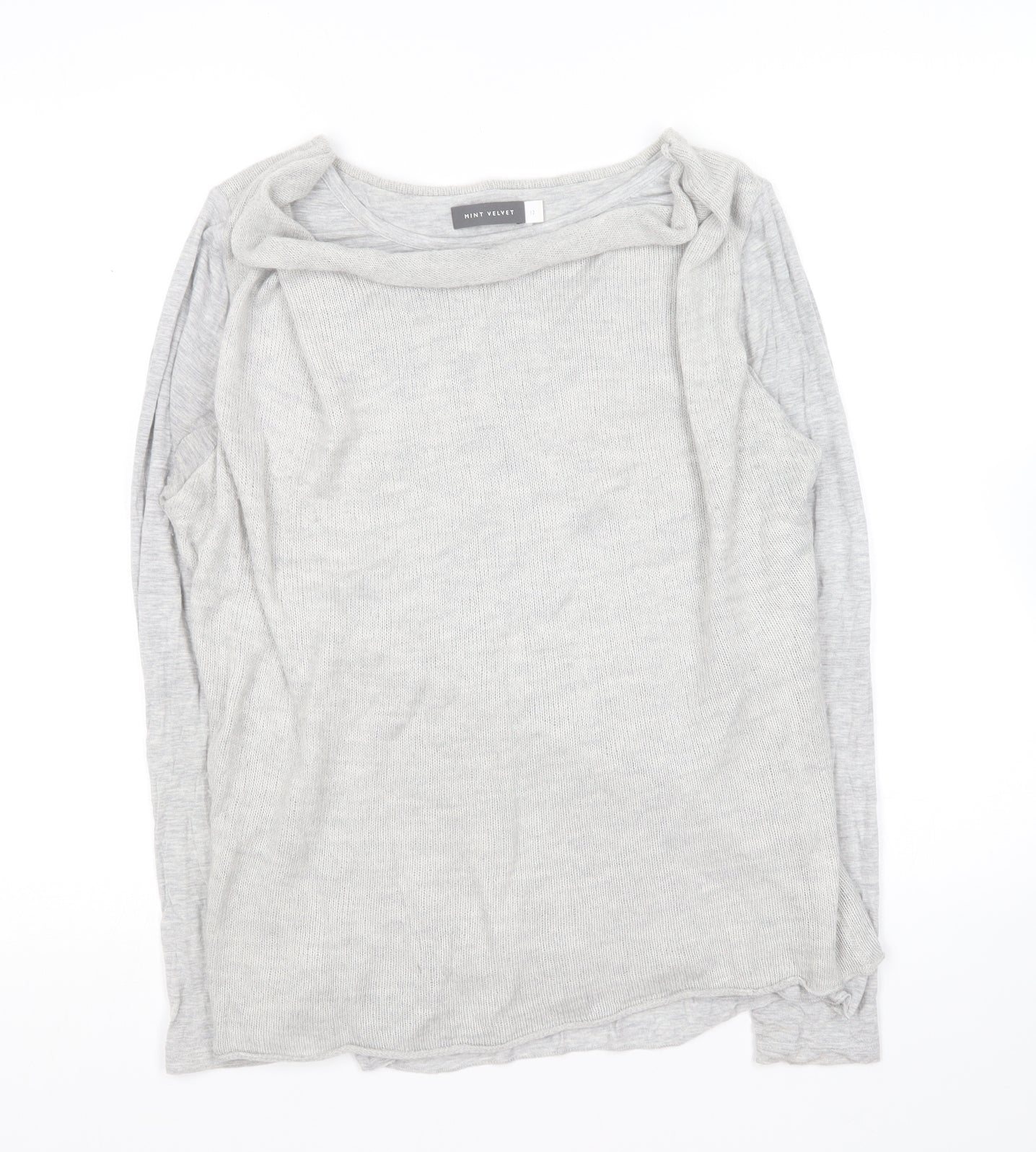 Womens UK Size 12 Mini velvet Grey Pullover Jumper