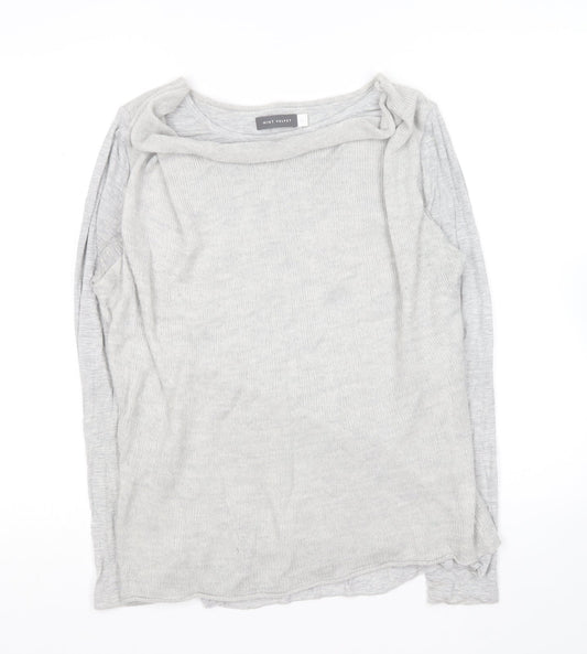 Womens UK Size 12 Mini velvet Grey Pullover Jumper