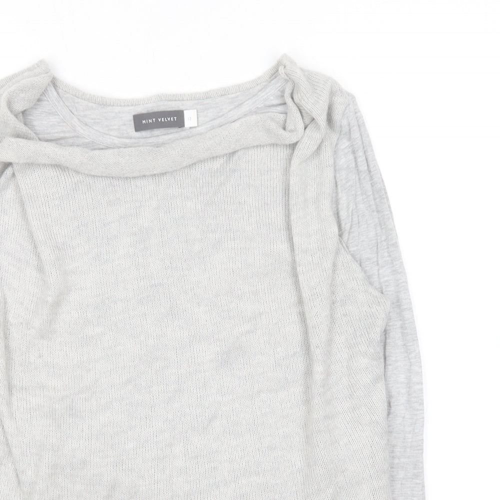 Womens UK Size 12 Mini velvet Grey Pullover Jumper