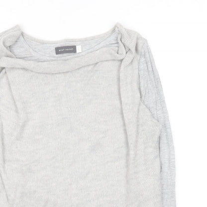 Womens UK Size 12 Mini velvet Grey Pullover Jumper