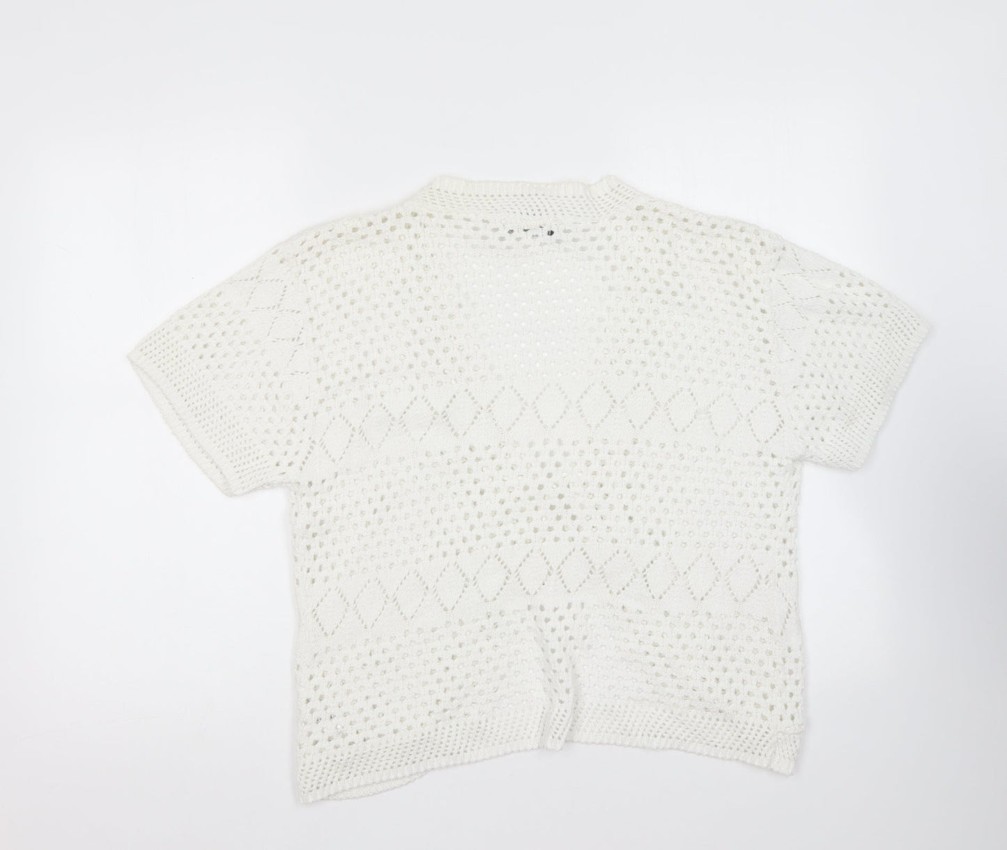 Chic London Womens White V-Neck Cotton Cardigan Jumper Size M