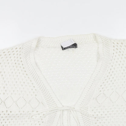 Chic London Womens White V-Neck Cotton Cardigan Jumper Size M