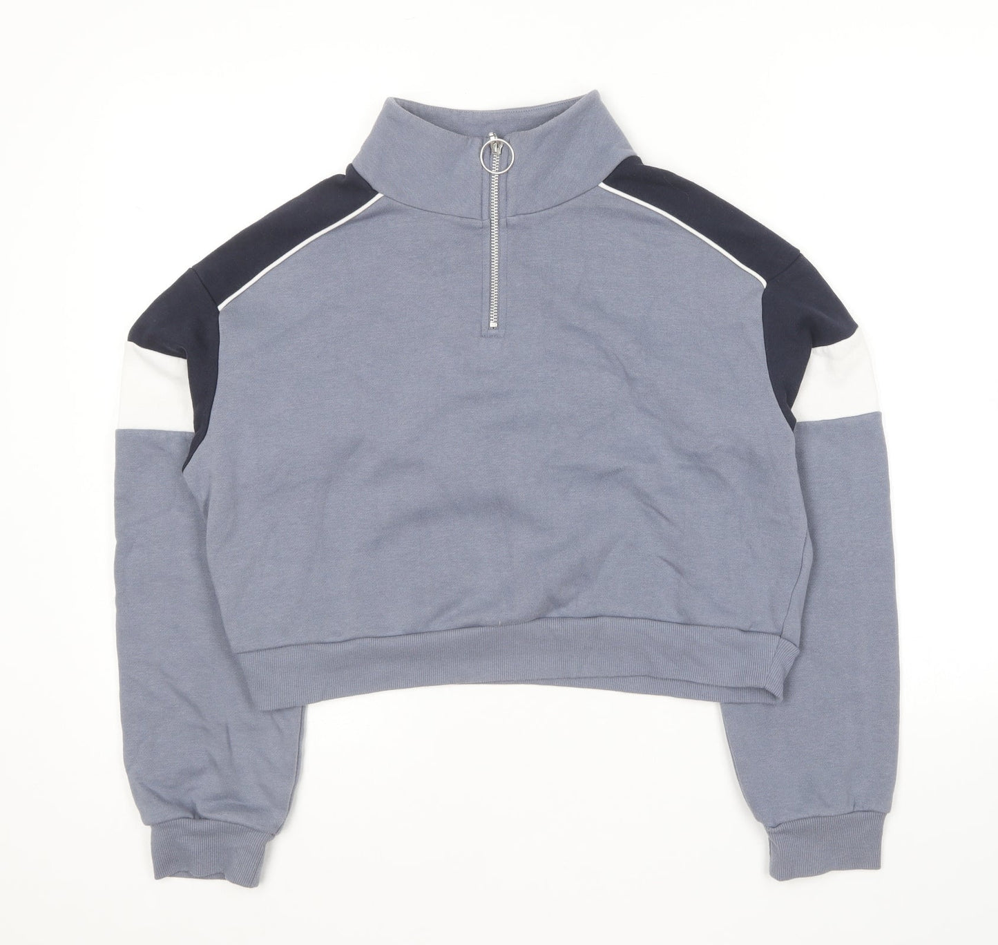 H&M Womens Blue Cotton Pullover Sweatshirt Size S Zip