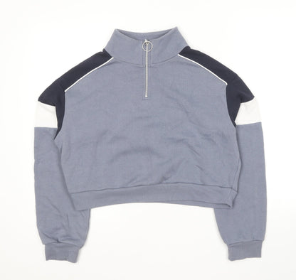 H&M Womens Blue Cotton Pullover Sweatshirt Size S Zip
