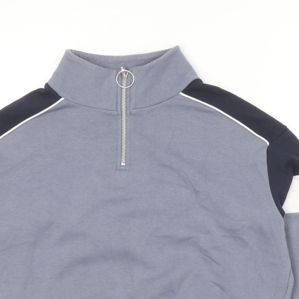 H&M Womens Blue Cotton Pullover Sweatshirt Size S Zip