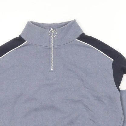 H&M Womens Blue Cotton Pullover Sweatshirt Size S Zip
