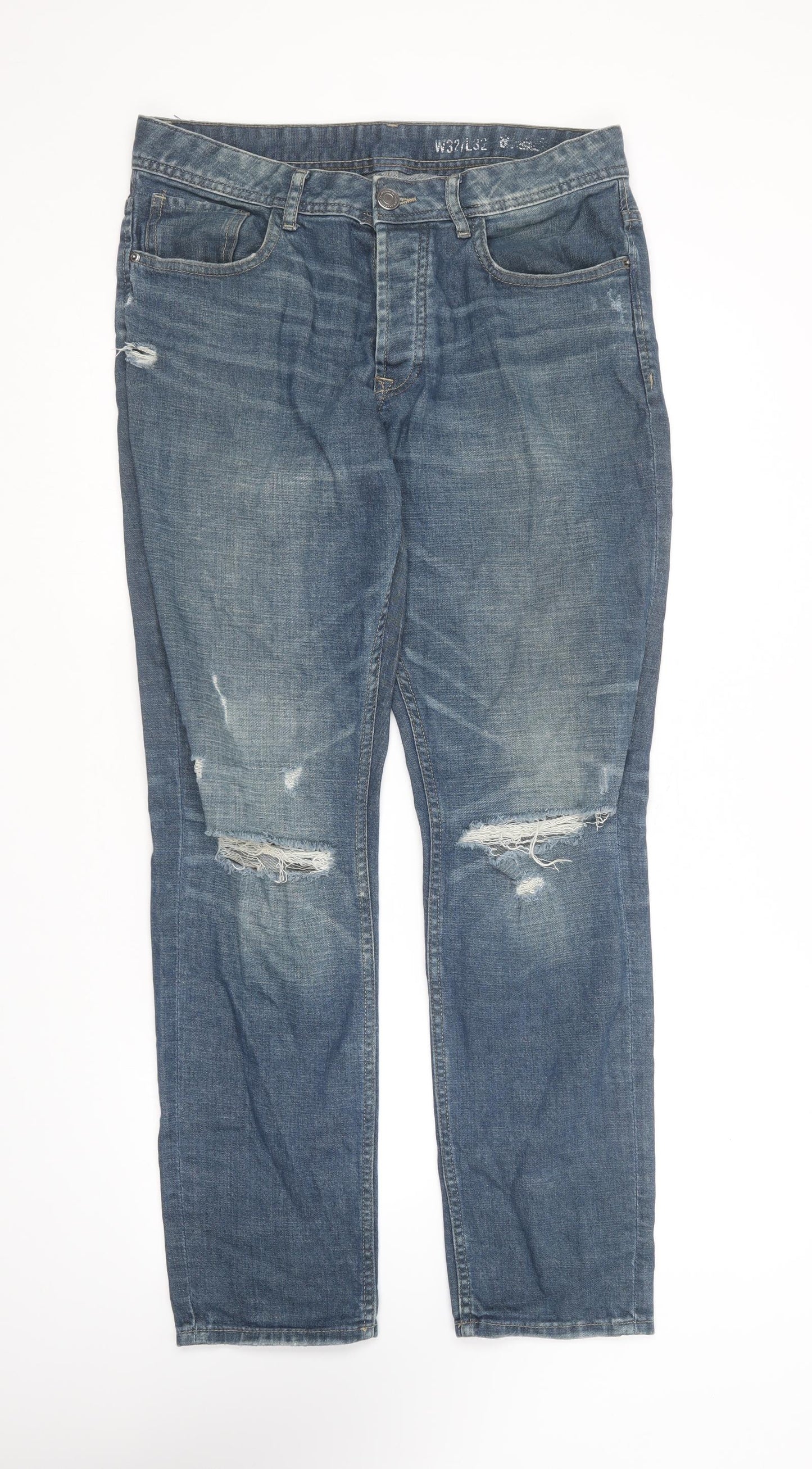 Denim & Co. Mens Blue Cotton Straight Jeans Size 32 in L32 in Regular