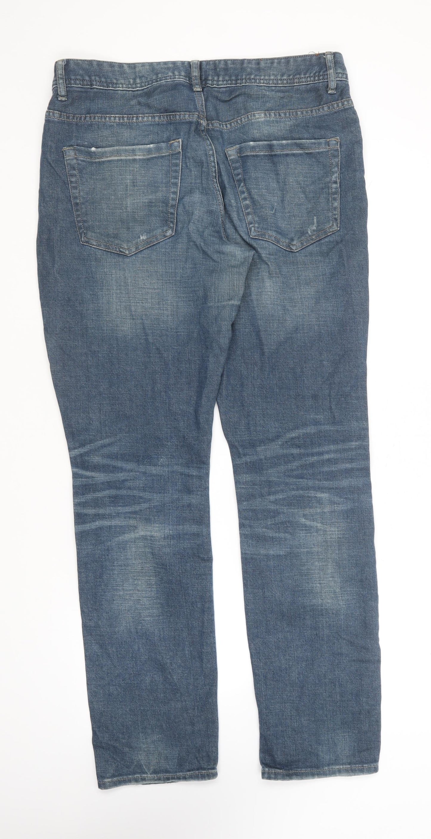 Denim & Co. Mens Blue Cotton Straight Jeans Size 32 in L32 in Regular