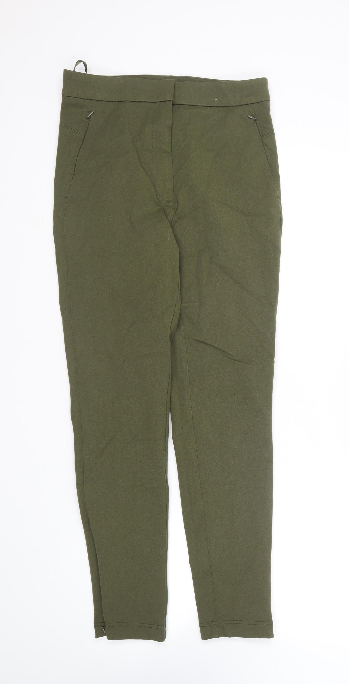 Womens UK Size 8 Marks and Spencer Regular Fit Carrot Green Trousers