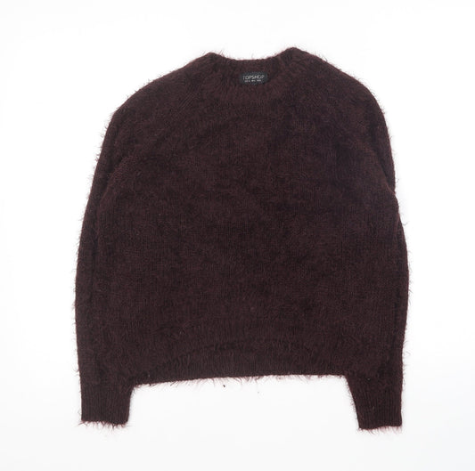 Topshop Womens Purple Round Neck Acrylic Pullover Jumper Size 8