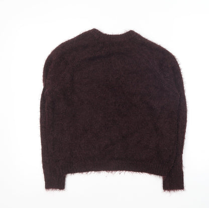 Topshop Womens Purple Round Neck Acrylic Pullover Jumper Size 8