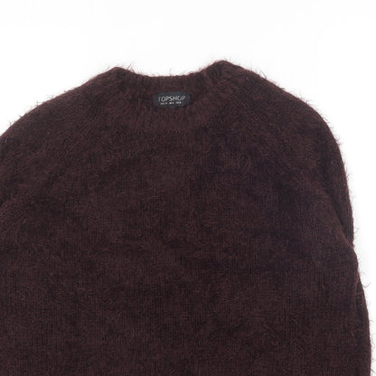 Topshop Womens Purple Round Neck Acrylic Pullover Jumper Size 8