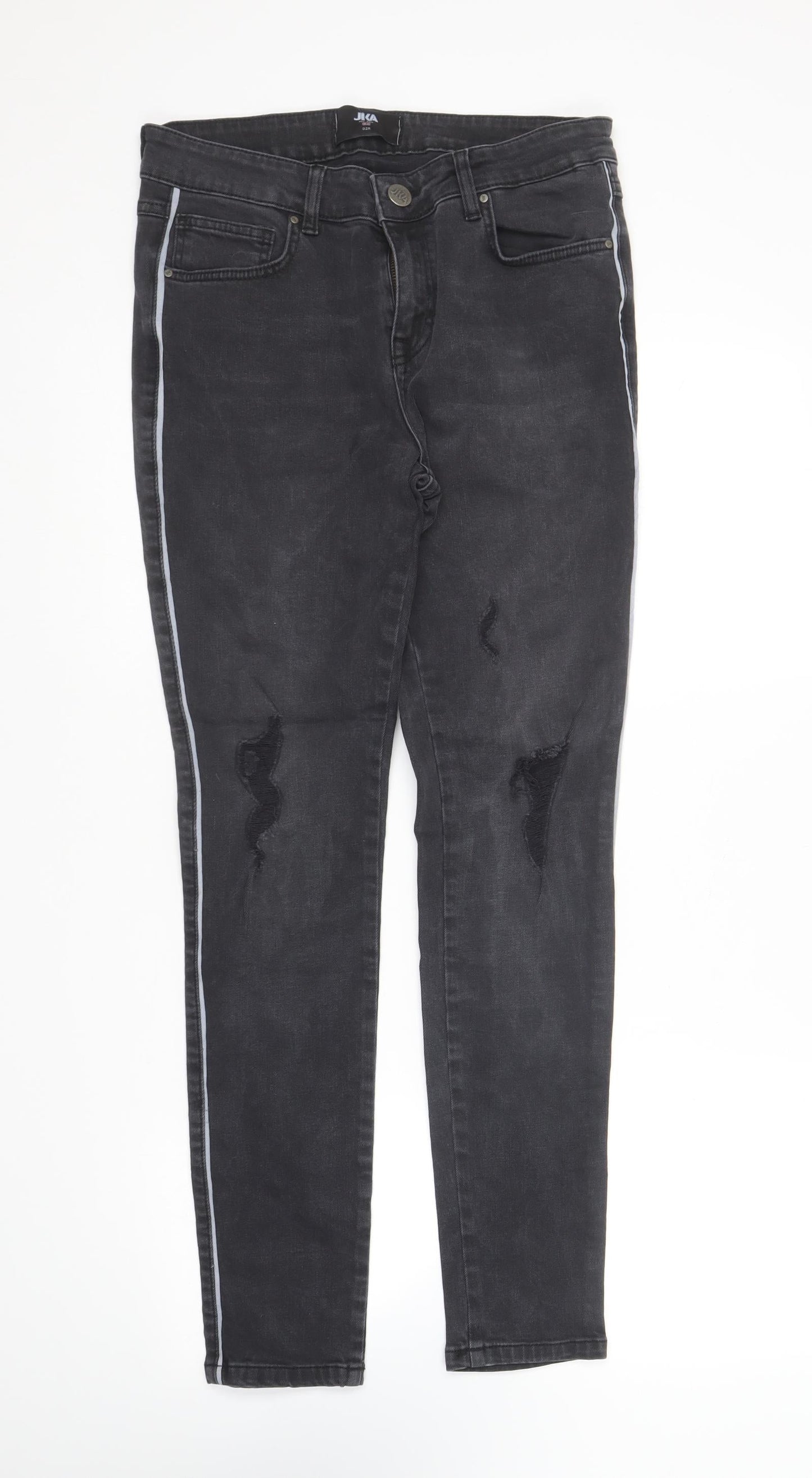 JKA Mens Black Cotton Skinny Jeans Size 32 in L29 in Slim Zip