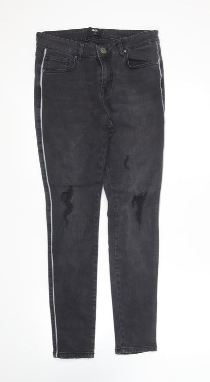 JKA Mens Black Cotton Skinny Jeans Size 32 in L29 in Slim Zip