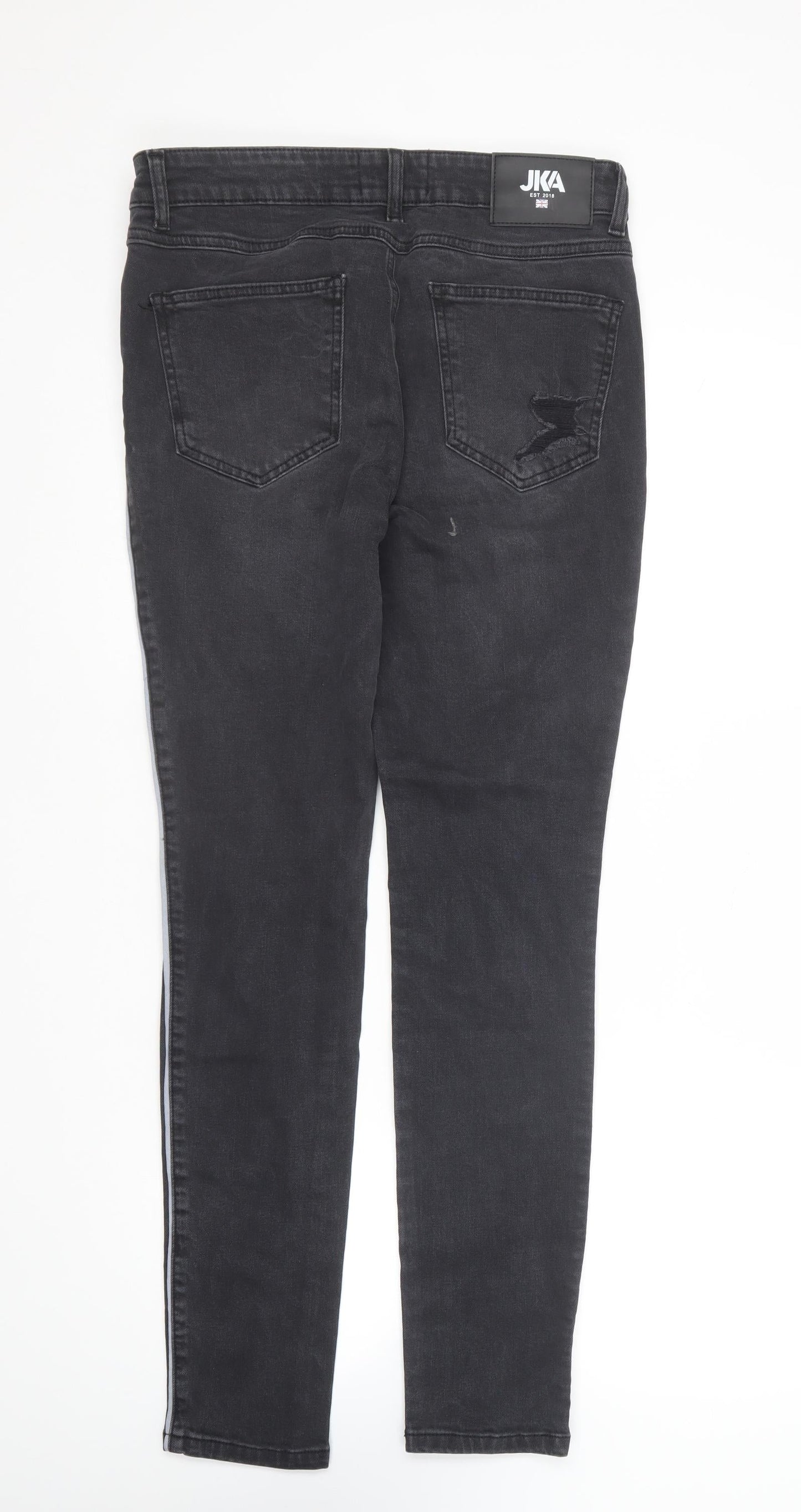 JKA Mens Black Cotton Skinny Jeans Size 32 in L29 in Slim Zip