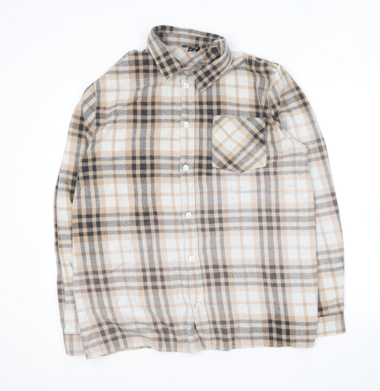 Mens UK Size XL Boohoo Brown  Button-Up Long Sleeve Casual Shirt