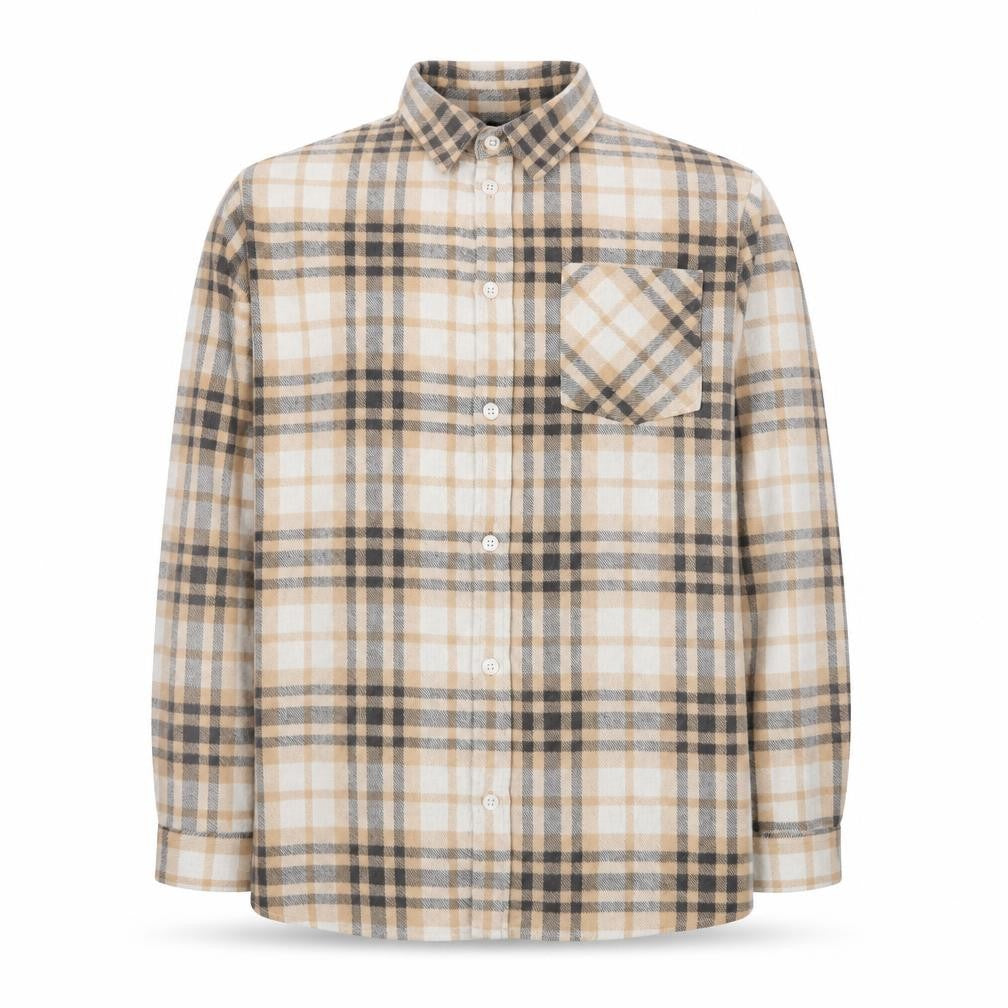 Mens UK Size XL Boohoo Brown  Button-Up Long Sleeve Casual Shirt