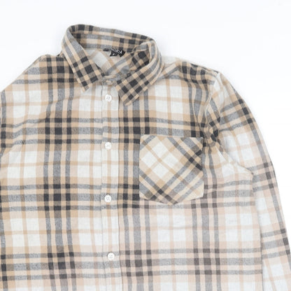 Mens UK Size XL Boohoo Brown  Button-Up Long Sleeve Casual Shirt