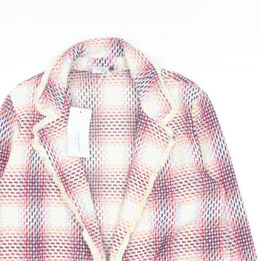 Giorgia Giannini Womens Pink Plaid Jacket Blazer Size S