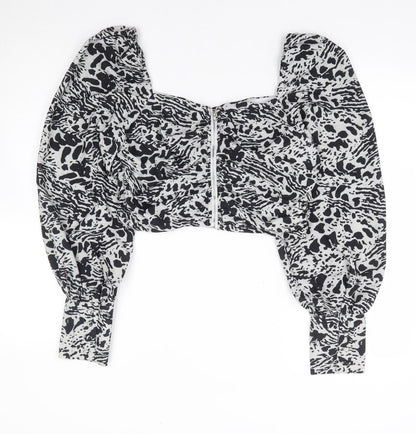 Womens UK Size S In the Style Grey Cropped Blouse