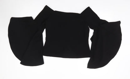 Womens UK Size 10 New Look Black Jersey Blouse