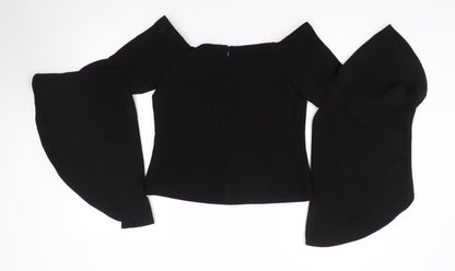 Womens UK Size 10 New Look Black Jersey Blouse