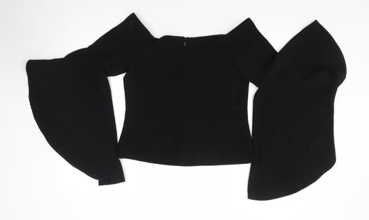 Womens UK Size 10 New Look Black Jersey Blouse