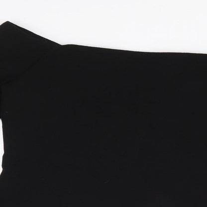 Womens UK Size 10 New Look Black Jersey Blouse
