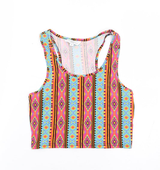 Womens UK Size 10 New Look Multicoloured Cropped Tank