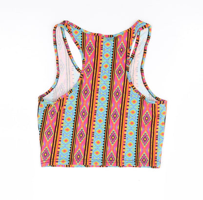Womens UK Size 10 New Look Multicoloured Cropped Tank