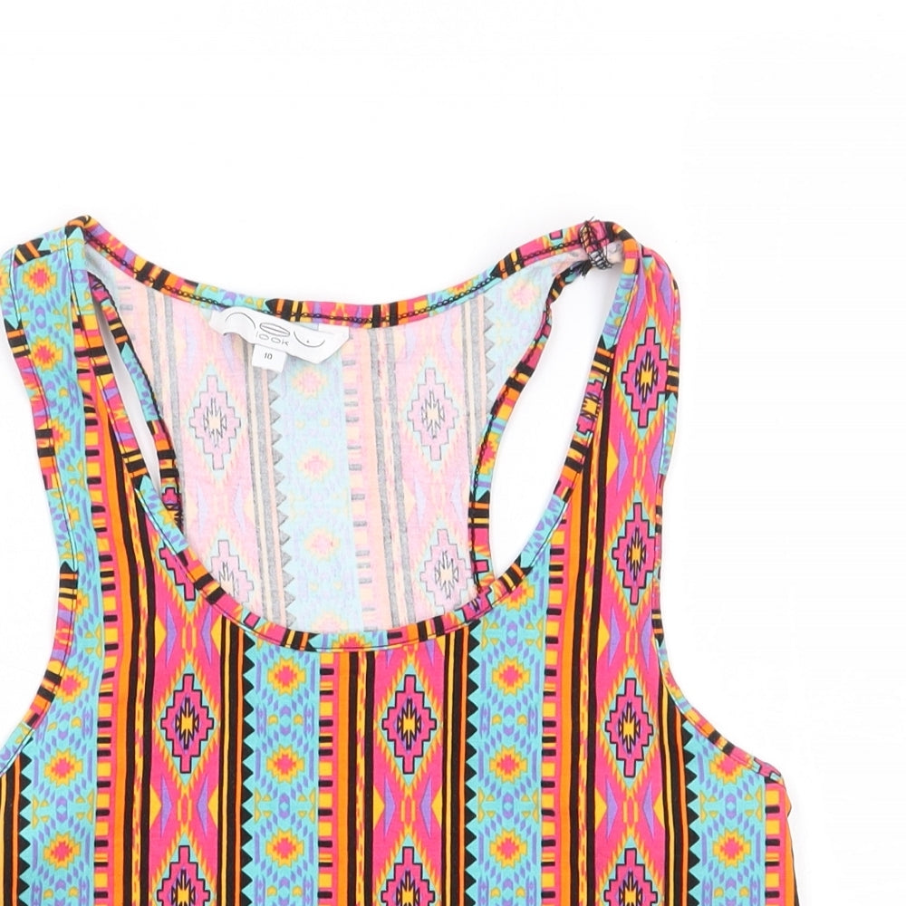 Womens UK Size 10 New Look Multicoloured Cropped Tank