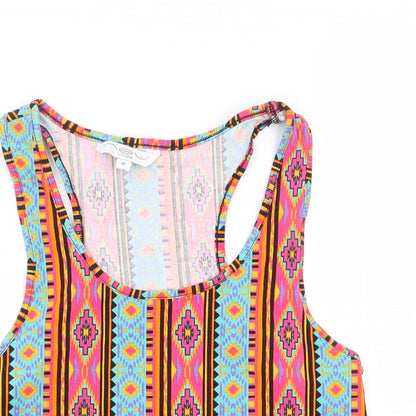 Womens UK Size 10 New Look Multicoloured Cropped Tank
