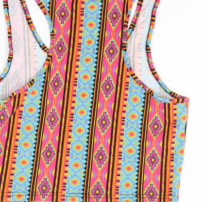 Womens UK Size 10 New Look Multicoloured Cropped Tank