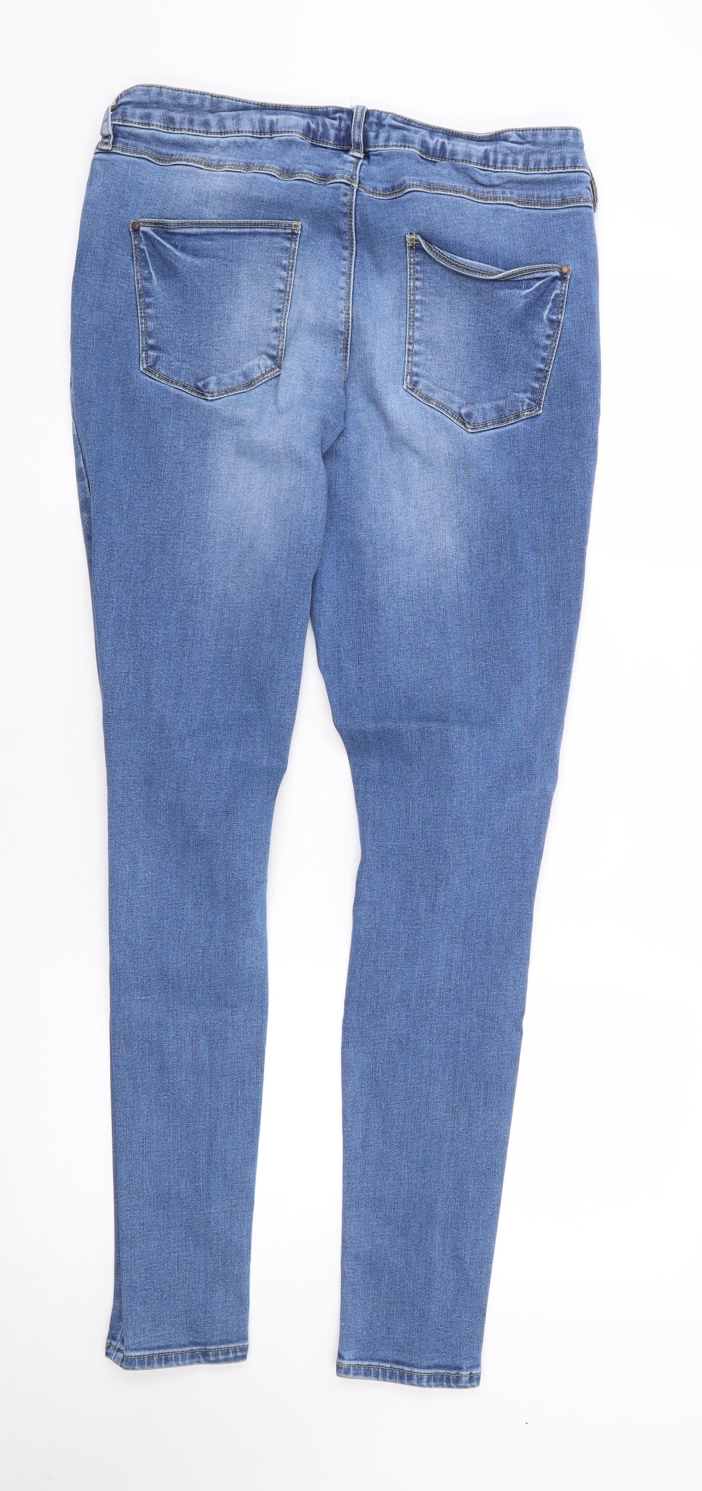 F&F Womens Blue Cotton Skinny Jeans Size 32 L31 in Regular Zip