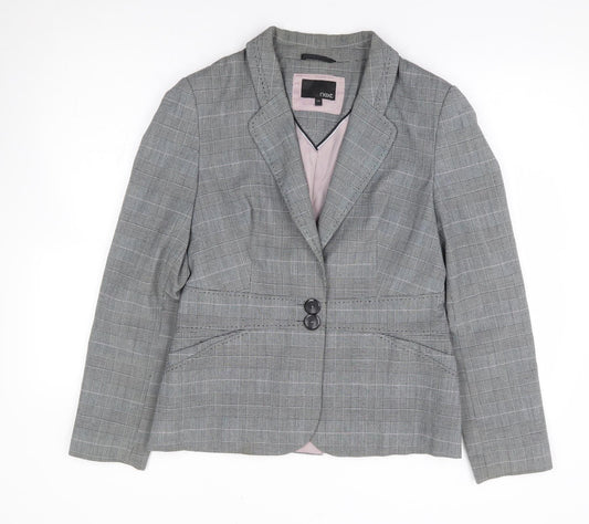 NEXT Womens Grey Check Polyester Jacket Suit Jacket Size 12