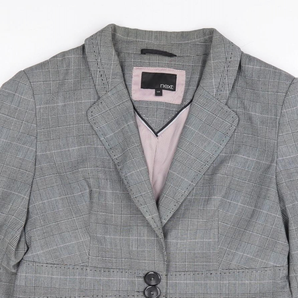 NEXT Womens Grey Check Polyester Jacket Suit Jacket Size 12