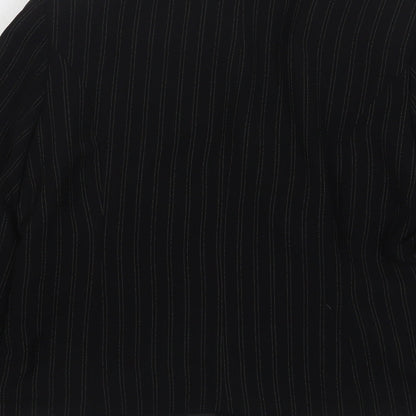 Klass Womens Black Striped Polyester Jacket Blazer Size 14
