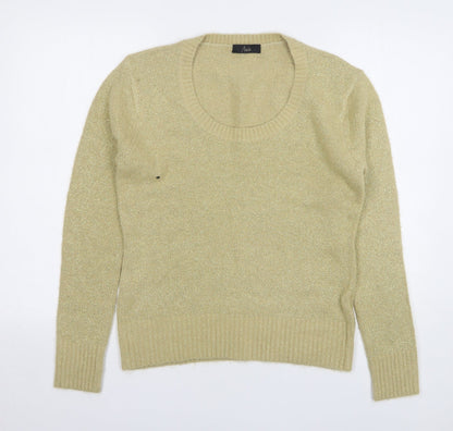 Anita Womens Beige Scoop Neck Acrylic Pullover Jumper Size L