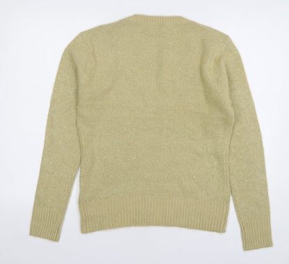 Anita Womens Beige Scoop Neck Acrylic Pullover Jumper Size L