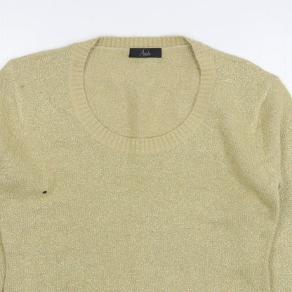 Anita Womens Beige Scoop Neck Acrylic Pullover Jumper Size L