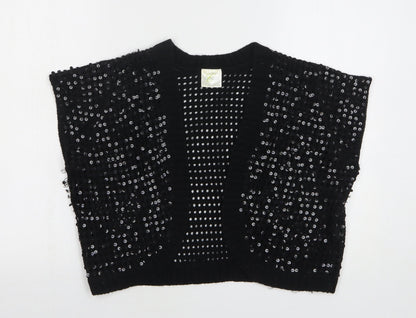 Classics Womens Black V-Neck Acrylic Shrug Jumper Size 16