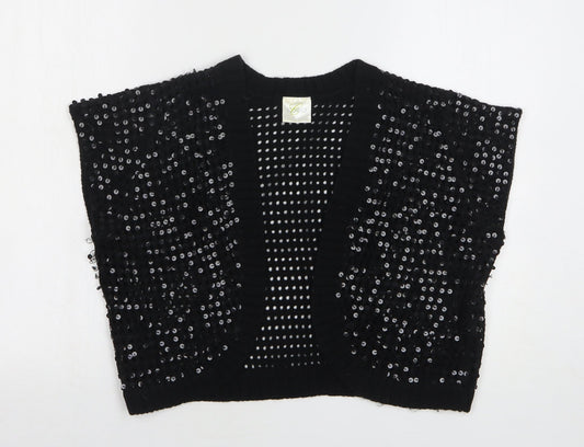 Classics Womens Black V-Neck Acrylic Shrug Jumper Size 16