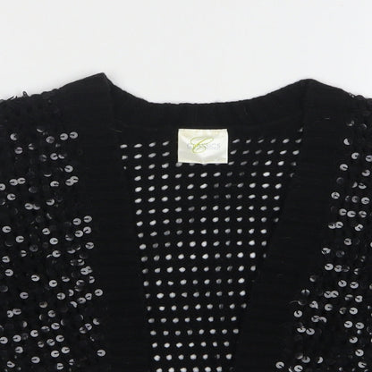 Classics Womens Black V-Neck Acrylic Shrug Jumper Size 16